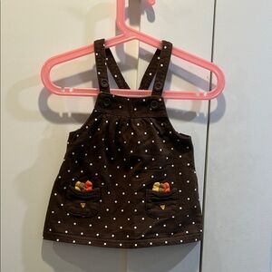 Carter's Brown Polka Dot Dress with Pocket Turkeys